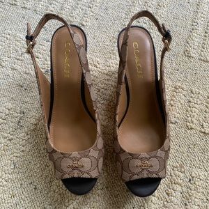 Coach Ferry Signature platform wedge sandal khaki